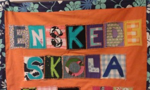 Patchwork art from Enskede Schools 100-year jubilee. Photo: AnnVixen