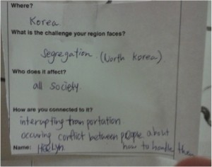 Student assignment on sustainability issue in home country. Photo: AnnVixen