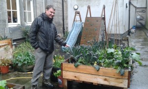 Eric shows how urban gardening can lift a concrete backyard! Photo: AnnVixen 