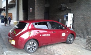 Phoenix Taxi supercharge parked at the university of Newcastle. Photo: AnnVixen