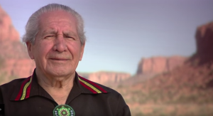 Oren R. Lyons, chairman of Plantagon. PIcture from youtube with origins from http://www.sacredland.org/