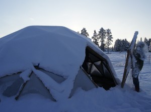 A snowy shower when opening the Dome! Photo: Agata Mazgaj